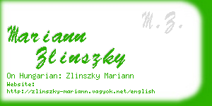 mariann zlinszky business card